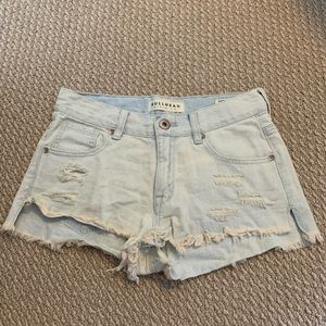 Light wash jean shorts